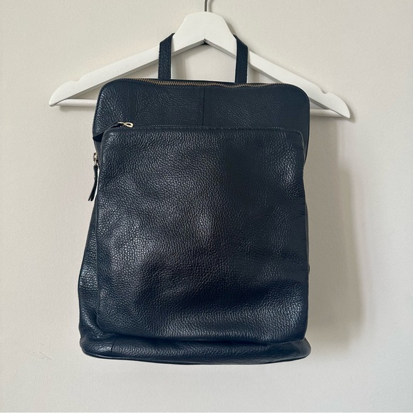 L. Credi Handbags - L. Credi Navy Blue Leather Backpack